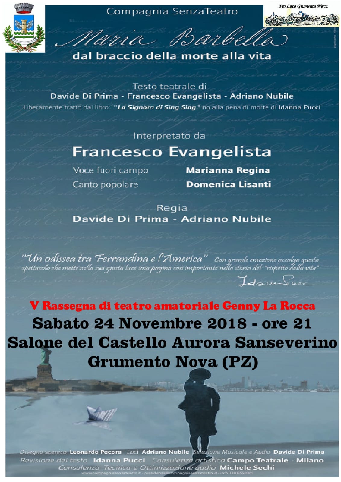 24 Novembre-2018 ore 21.00 Grumento Nova (PZ) V rassegna Teatro Genny La Rocca